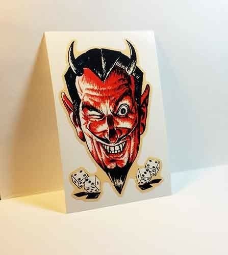 DEVIL DICE Vintage Style DECAL, Vinyl STICKER, rat rod, racing, car