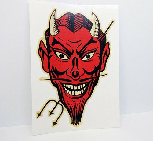 Red Devil 1950's Vintage Style DECAL, Vinyl car STICKER, rat rod, racing