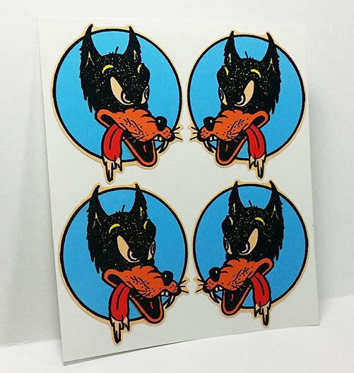 2 inch BIG BAD WOLF Vintage Style DECALS, Vinyl STICKERS, rat / hot rod, racing