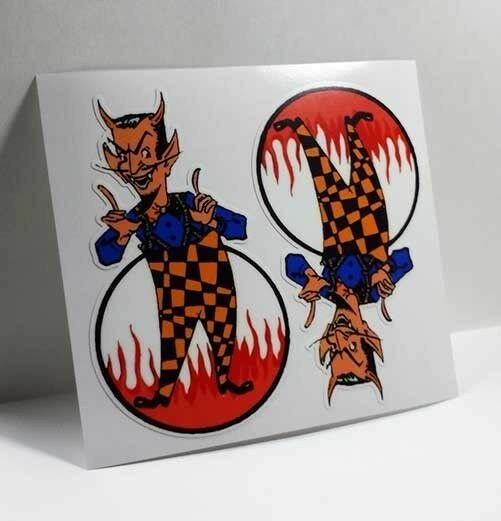 DAPPER DEVIL X 2 Vintage Style Decal, Vinyl Sticker, rat rod, racing, hot rod