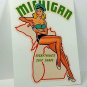 Michigan Pinup Vintage Style Travel Decal, Vinyl Sticker, Luggage Label