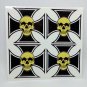 2" Skull & Iron Cross DECALS, Vinyl STICKERS, 4 Pack, for hard hat, hot rod, etc