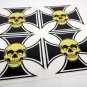 2" Skull & Iron Cross DECALS, Vinyl STICKERS, 4 Pack, for hard hat, hot rod, etc