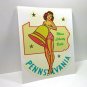 Pennsylvana State Pinup Vintage Style Travel Decal, Vinyl Sticker, Luggage Label