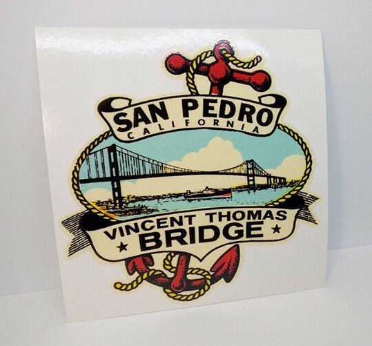 Vincent Thomas Bridge San Pedro CALIFORNIA Vintage Style DECAL / Vinyl STICKER