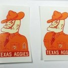 Pair of Texas A&M AGGIES Ol' Sarge Vintage Style DECALS, Vinyl STICKERS