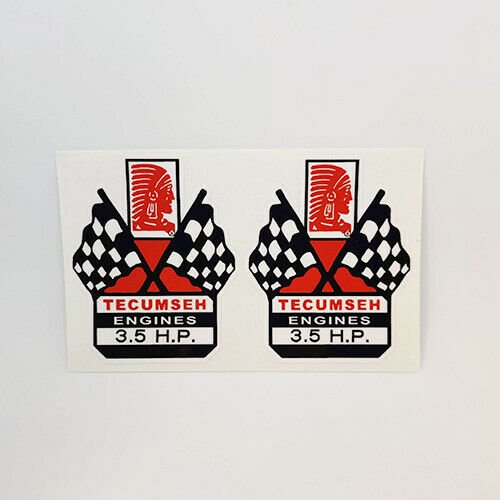 TECUMSEH ENGINE x 2 DECALS, Vinyl STICKERS for Mini Bike, Go Kart, Mower, 3.5 Hp