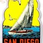 San Diego California Vintage Style Travel Decal / Vinyl Sticker, Luggage Label