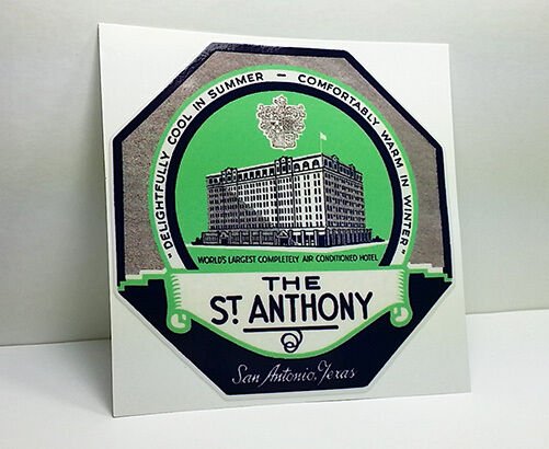 St. Anthony Hotel San Antonio Texas Vintage Style Travel Decal, 4" Vinyl Sticker