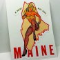 Miss Maine Pinup Vintage Style Travel Decal, Vinyl Sticker, Luggage Label