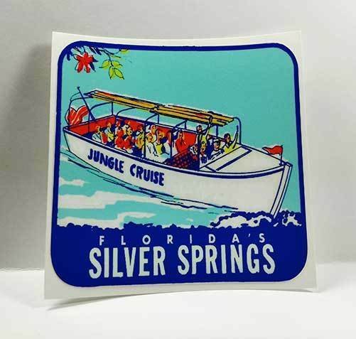 Silver Springs Florida Vintage Style Travel Decal, Vinyl Sticker, Luggage Label