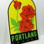 Portland Oregon "Rose" Vintage Style Travel Decal, Vinyl Sticker, luggage label