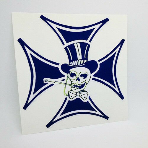 Iron Cross & Top Hat Skull DECAL, Vintage Style Vinyl Car STICKER, hot/rat rod