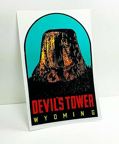 Devil's Tower Wyoming Vintage Style Decal / Vinyl  Sticker, Luggage Label