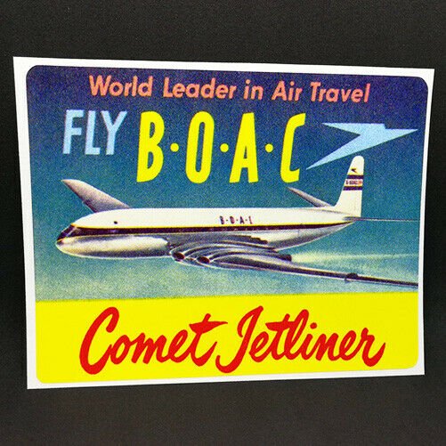 BOAC Comet Jetliner Airline DECAL, Vintage Style Vinyl STICKER, Luggage ...