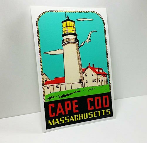 CAPE COD MASSACHUSETTS Vintage Style Travel Decal, Vinyl Sticker, Luggage Label