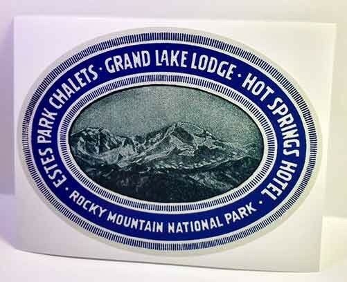 Rocky Mountain Nat. Park, Hot Springs Hotel, Vintage Style Decal, Vinyl Sticker