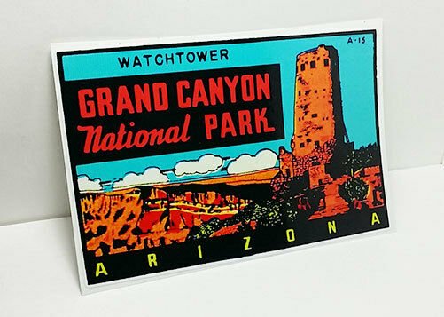 GRAND CANYON Desert View Watchtower DECAL, Vintage Style Vinyl Travel Sticker