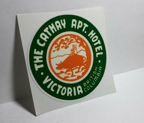 THE CATHAY APT. HOTEL British Columbia Vintage Style Travel Decal, Vinyl Sticker