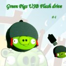 Green pig #4 USB Flash Drive