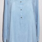 Women's Blue Denim Chambray Long Sleeve Shirt Tunic Dress sz Medium 100% Cotton