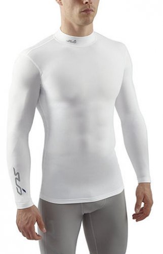 SUB Sports COLD Mens Compression Shirt Mock Neck L/S Top Thermal Base sz M White