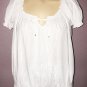 ST JOHN'S BAY Textured White Cotton Boho Peasant Top sz Plus 1X Off Shoulder