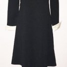NWT Spense Fit and Flare Black Dress w/ Faux White Shirt Front and Cuffs sz 10