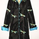 La Cera Evening Wear Blue Black Dragonfly Jacket Womens sz Medium Asian Inspire