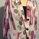Gloria Lance Woman Plus 1X Shirt w/Black Faux Tank White w/Purple Print Poly
