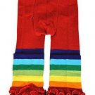 NWT Wrapables Rainbow Ruffle Toddler Leggings - Red Fits Approx. 3.5' Height