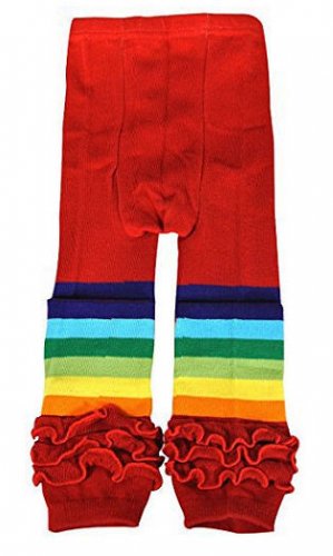 NWT Wrapables Rainbow Ruffle Toddler Leggings - Red Fits Approx. 3.5' Height