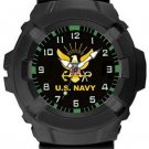 Aqua Force US Navy Logo 47mm Diameter Quartz Watch, Black w/ Black Face