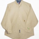 VTG Men's Tommy Hilfiger Long Sleeve Khaki Tan 90s Shirt Logo sz 16 1/2 32-33