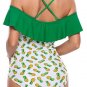 FARYSAYS Stylish Ruffle Off the Shoulder One-Piece Swimsuit sz S Pineapple NWOT