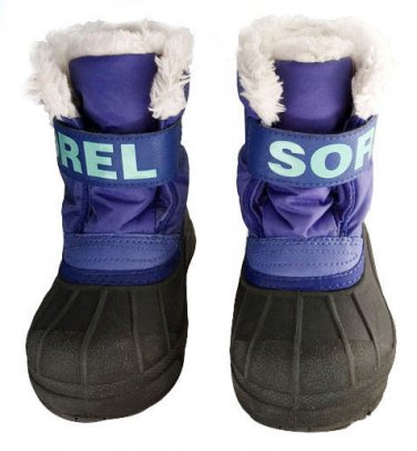 Sorel Snow Commander Childrens Winter Boots sz 9 Purple & Charcoal Girls Boys