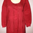 denim 24/7 Plus Size 3X Red Button Front Cotton Tunic Top Embroidered Front