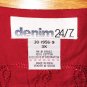 denim 24/7 Plus Size 3X Red Button Front Cotton Tunic Top Embroidered Front