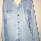 Old Navy sz XL Anchor Print Lightweight Chambray Nautical Button Down Shirt