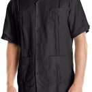 Cubavera Short Sleeve Traditional Guayabera Shirt sz XXL 100% Linen Jet Black