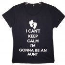 NWOT I Can't Keep Calm I'm Going To Be An Aunt T-Shirt Black sz Women's L Feet