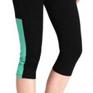NWT Neonysweets Yoga Capri Running Pants sz S Black / Aqua Cargo Pkt