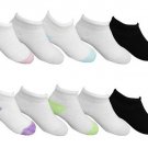 NIP Fruit Of The Loom Girls' 10 Pack Anklet Socks sz L Shoe Size: 4-10