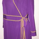 Plus 1X Twist Brand Faux Wrap Dress V-Neck Berry w/Olive Trim Travel Knit