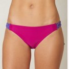 NWT $59 Prana Women's Imara Bikini Bottom Rich Fuchsia Macrame Side Insets sz L