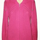 Chico's Cable Knit Pink Front Zip Cardigan Sweater sz 1 Small (8) Cowl Neck