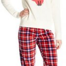 Tommy Hilfiger Vintage Applique Sweatshirt Mink Fleece Slim Pajama Pant sz Small