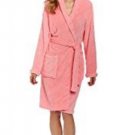 Seven Apparel Hotel Spa Collection Herringbone Textured Plush Robe Coral Pink