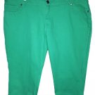 NWT Avenue Denim Stretch Green Capri Cropped Jeans Pant Plus sz 26