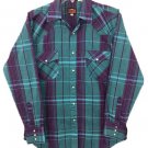 WESTERN FASHIONS sz 15.5-34 Western Pearl Snap Shirt Turquoise/Purple 40" Chest